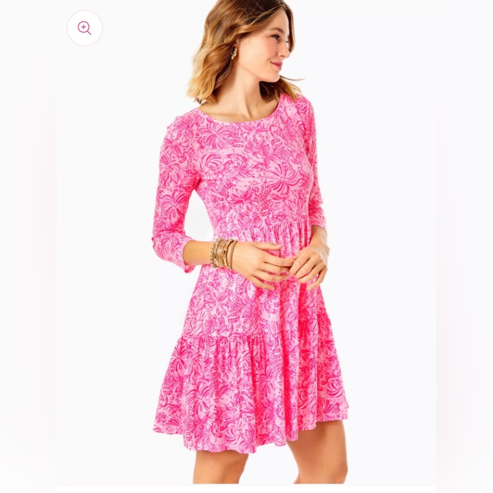 NWOT | Geanna Swing Dress LILLY PULITZER in Pink Blossom Foxy Llama (M)
